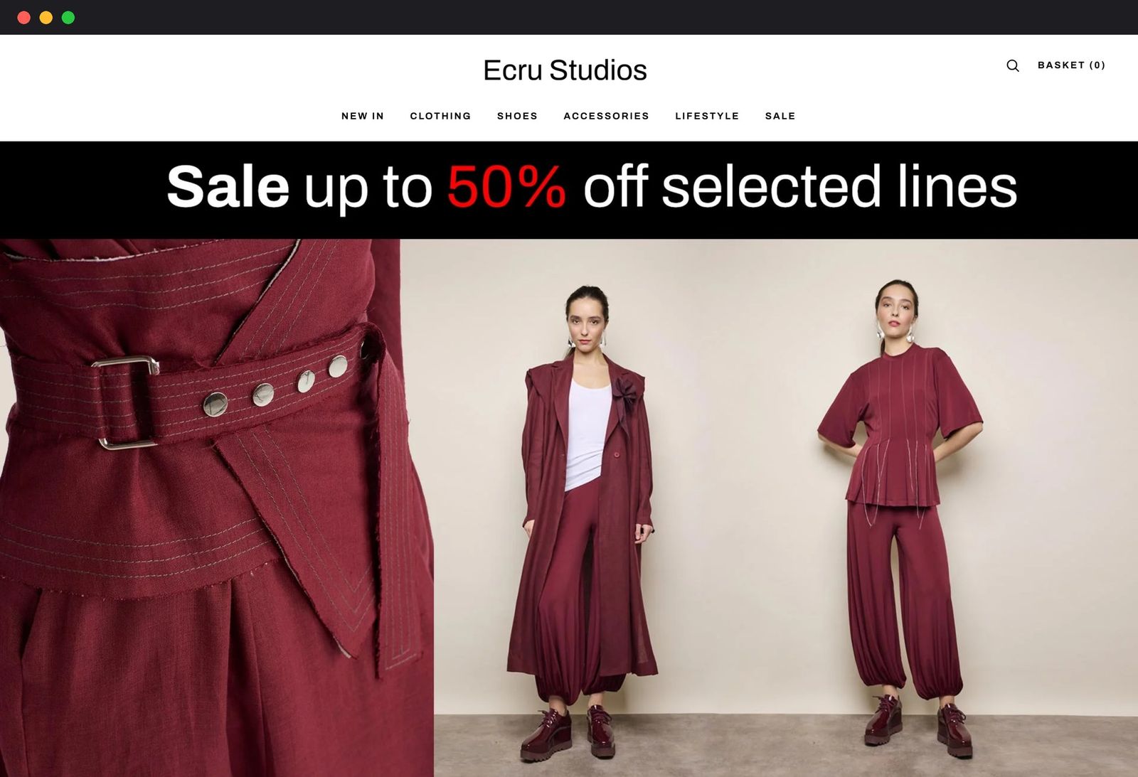 The new Ecru Studios online shop homepage
