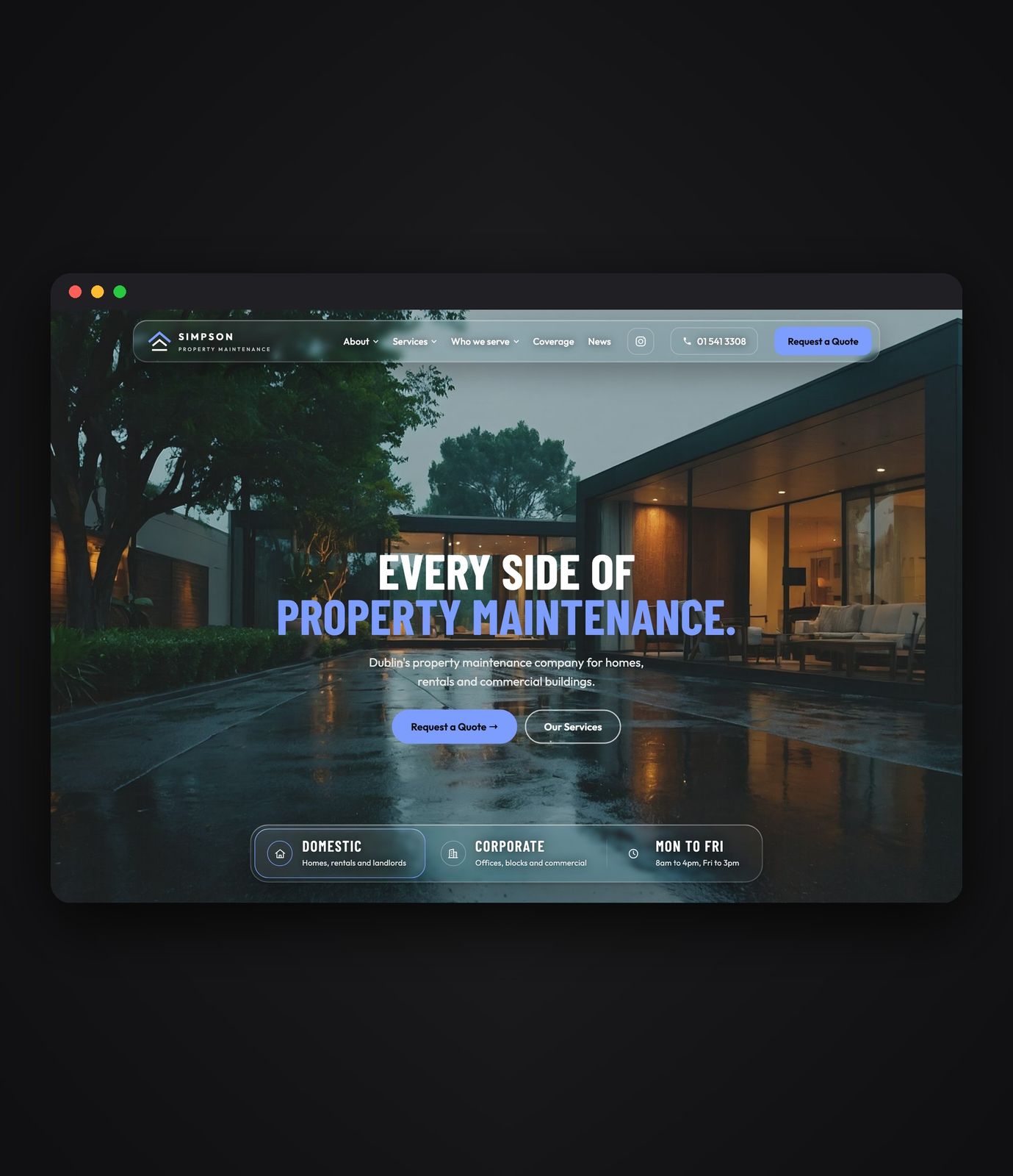 Simpson Property Maintenance website on desktop